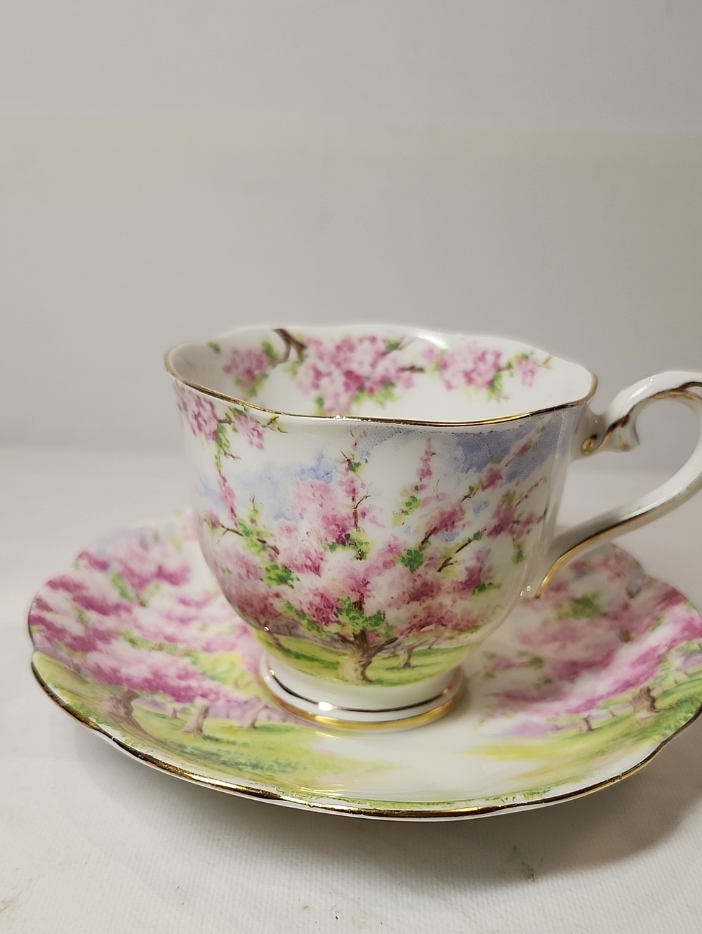 Vintage Royal Albert Pink  Blossom Time Teacup with Saucer